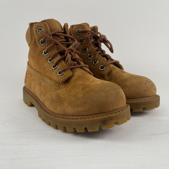 Timberland Toddler Kids Boots Tan Beige Leather Upper Boot Size 11M PRE-OWNED - Picture 6 of 11